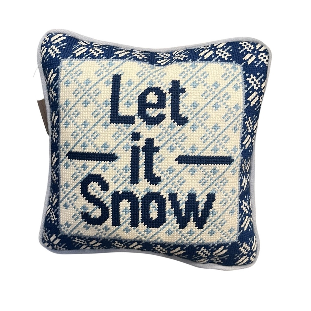 NWT Southern Living Let It Snow Cross Stitch Artisan Decorative Pillow Dillard’s